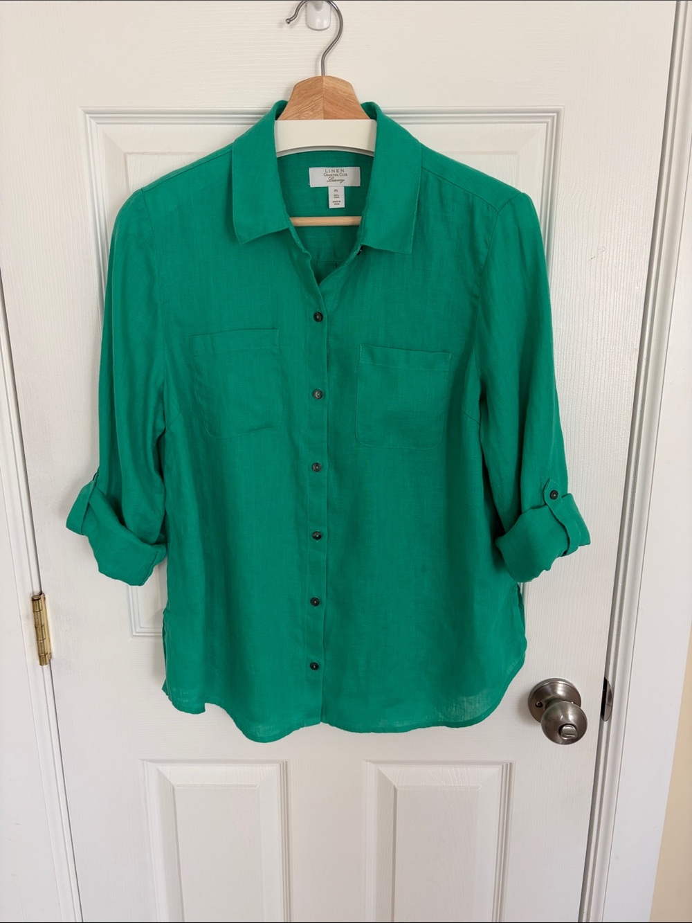 Charter Club Teal-Green Roll-Tab Button-Down Shirt